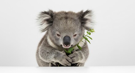 愛らしいコアラが葉を食べる穏やかな瞬間. AI Generated