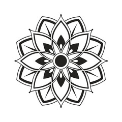 a symmetrical black and white mandala vector art