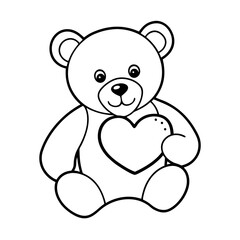 teddy bear with heart line art vector