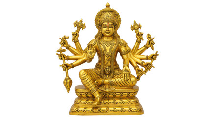 Fototapeta premium Golden Durga Isolated on Transparent PNG Background