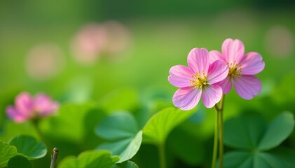 Naklejka premium Beautiful delicate clover blossom in full bloom, Blooming, Petal