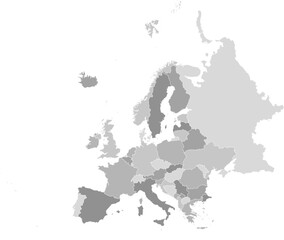 Europe vector map with country boundaries (LAEA Europe projection, PPT-compatible & fully editable) © Terry