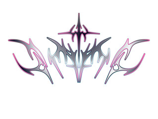 Cyber tribal symmetrical shapes in glossy color 