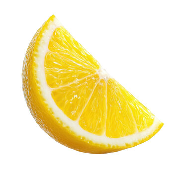 Vibrant yellow lemon slice isolated on studio shot food ripe diet tart on transparent background