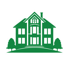 House apartment real estate building logo green silhouette drawing.Eco home sign.Urban modern isolate vector houses stencil symbol.Residential Construction.Estate agent.Architect clipart icon.