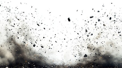 Exploding debris against a white background (1)