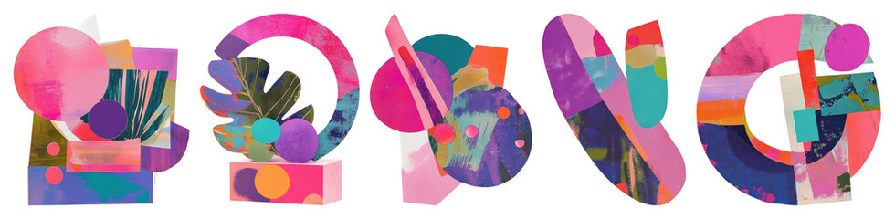 Fototapeta na wymiar PNG Floating shape element composition colorful vibrant transparent background.
