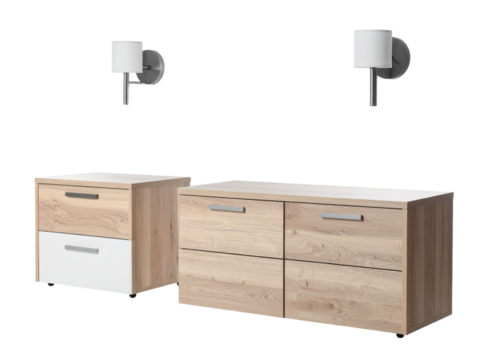 Stylish white and oak twodrawer dresser, modern bedroom storage solution modern
