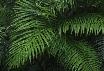 Fototapeta premium Intricate veins, lush green palm frond, tropical texture , jungle background, texture