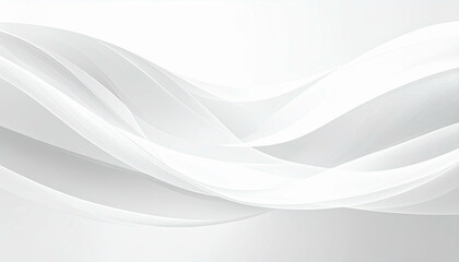 Flowing white and gray translucent layers create a serene, undulating abstract design