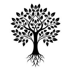 Obraz premium tree silhouette vector Mangrove tree silhouette Heart Shaped Tree Silhouette Illustration