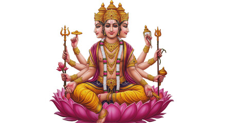 Brahma, the Hindu God of Creation  isolated on transparent png background