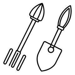 Minimalist Gardening Tools Vector Icon