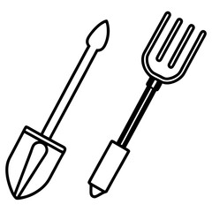 Minimalist Gardening Tools Vector Icon