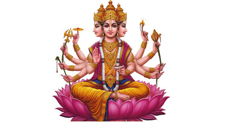 Brahma, the Hindu God of Creation  isolated on transparent png background