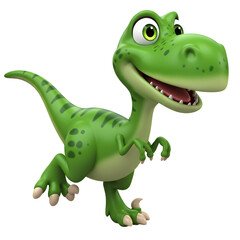 Fototapeta premium Cartoon green dinosaur running illustration