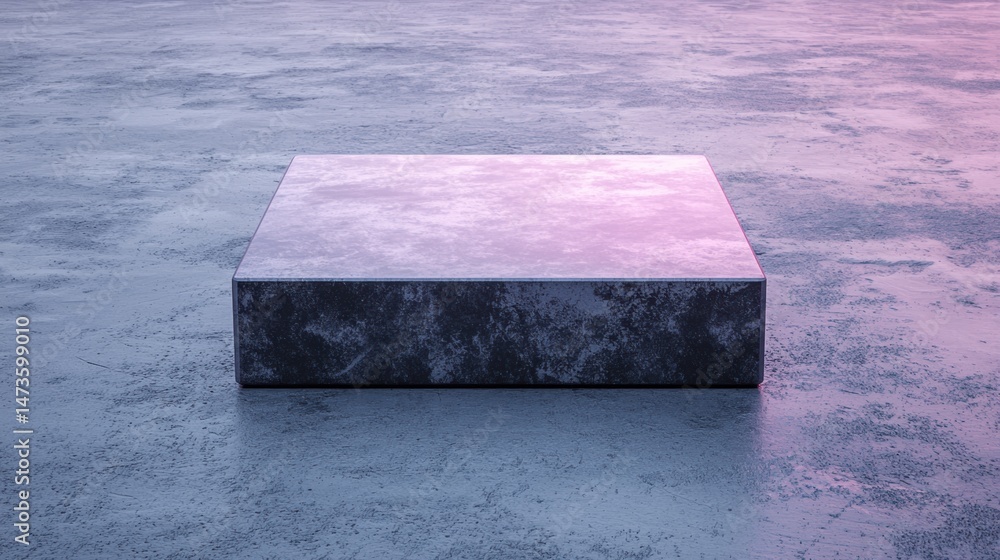 Poster a square platform with a textured surface and a pink glow.