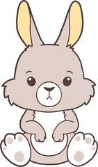 Groovy Woodland Animal with Hand Drawn Rabbit for Book Animals for Kids.