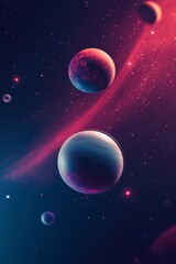 Fototapeta premium Stunning Cosmic Landscape with Colorful Planets and Stars