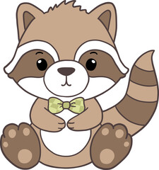 Groovy Woodland Animal with Hand Drawn Racoon for Book Animals for Kids.