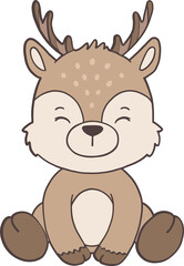 Groovy Woodland Animal with Hand Drawn Deer for Book Animals for Kids.