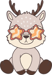 Groovy Woodland Animal with Hand Drawn Deer for Book Animals for Kids.