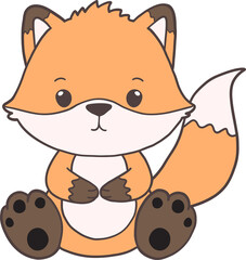 Groovy Woodland Animal with Hand Drawn Fox for Book Animals for Kids.