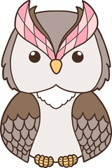 Groovy Woodland Animal with Hand Drawn Owl for Book Animals for Kids.