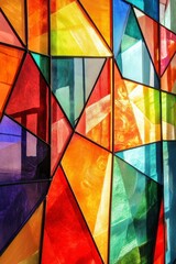Fototapeta premium Vibrant Abstract Mosaic Glass Art in Bright Colorful Geometric Patterns