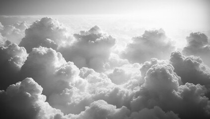 Beautiful white clouds in the sky, seen from above. The scene is captured with an aerial view.