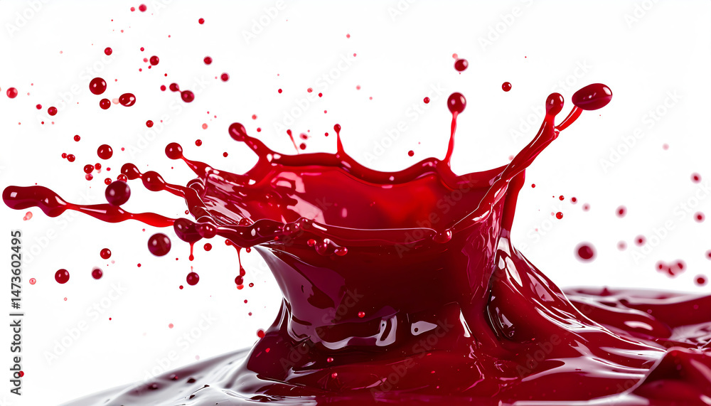 Aufkleber a dynamic splash of red liquid captures movement and energy, creating an eye-catching visual effect 