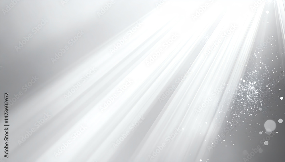 Poster soft, ethereal light beams illuminate a gray background, creating a serene and tranquil atmosphere w