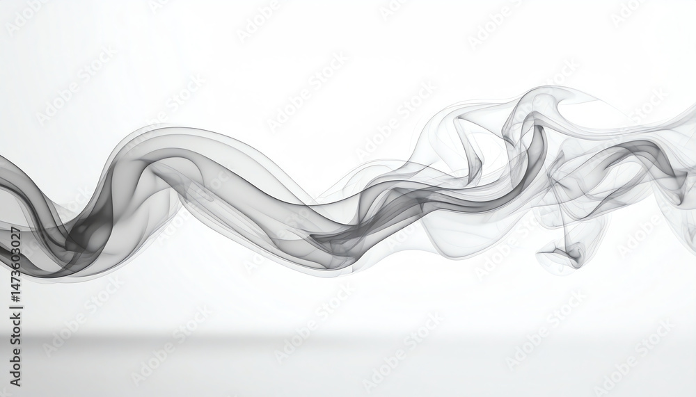 Poster abstract wisps of black smoke swirl elegantly against a light background, creating a captivating and
