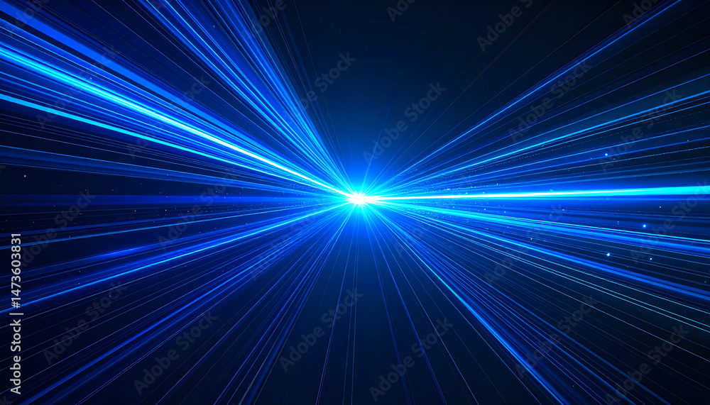 Poster vibrant blue rays emanate from a central point, creating a dynamic and futuristic visual effect agai