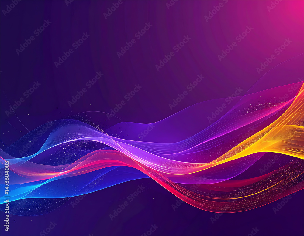 Poster vibrant waves of color blend smoothly against a dark background, creating an abstract visual experie