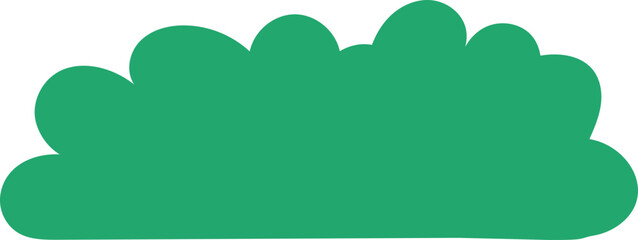 Cartoon green bush in flat style isolated on a transparent background.