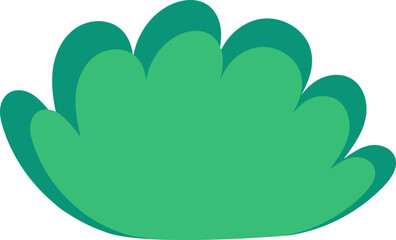 Cartoon green bush in flat style isolated on a transparent background.