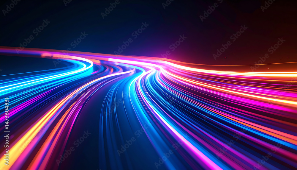 Aufkleber vibrant light trails weave through darkness, creating a dynamic and colorful visual experience, evok