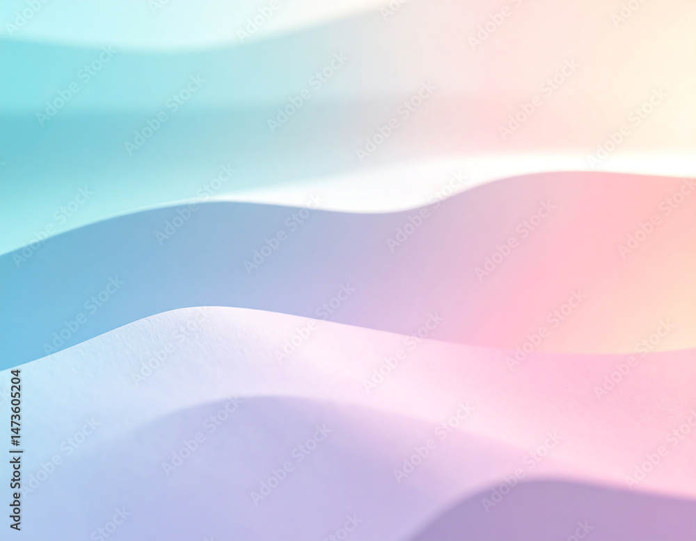 Poster soft, flowing waves of pastel colors blend seamlessly, creating a tranquil and serene abstract backg