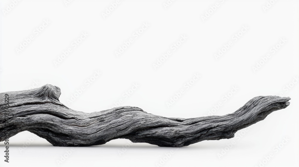 Poster a weathered tree branch with a twisted texture and rough edges.
