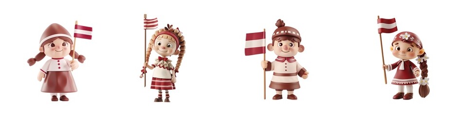 Fototapeta premium Set of Charming Cartoon Characters Diverse Poses Expressions for Your Project isolated on transparent background