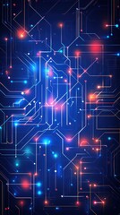 Fototapeta premium Abstract Futuristic Circuit Board Design Glowing Network Technology Background Digital Art