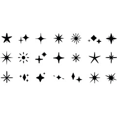 Fototapeta premium Stars Vector Icons Set Hand Drawn Star Collection