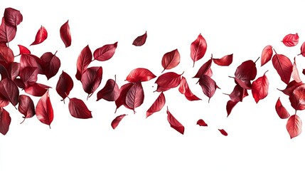 Red autumn leaves scattered on a white background (1)