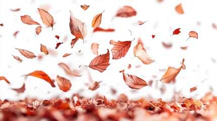 Autumn leaves in motion against a white background (36)