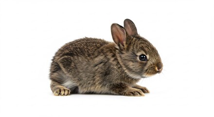 Obraz premium 小さな可愛いウサギ、白い背景で穏やかに座る。柔らかな光が優しく包む。. AI Generated