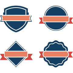 Fototapeta premium Navy and Coral Badge Ribbon Logo Vector Design Set