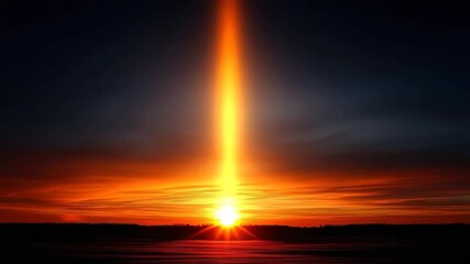 Sunrise, vibrant, celestial, light beam, horizon, landscape. - Powered by Adobe