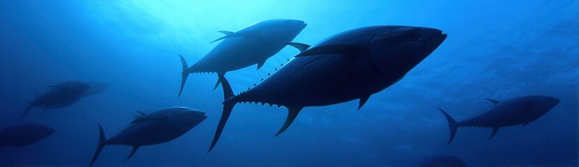 Obraz premium Majestic Bluefin Tuna Swimming Gracefully in Ocean Depths