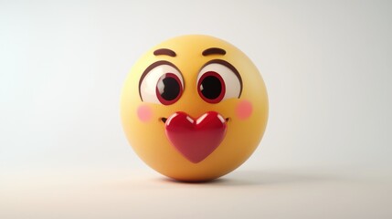 Fototapeta premium Winking heart-eyed emoji isolated on white background